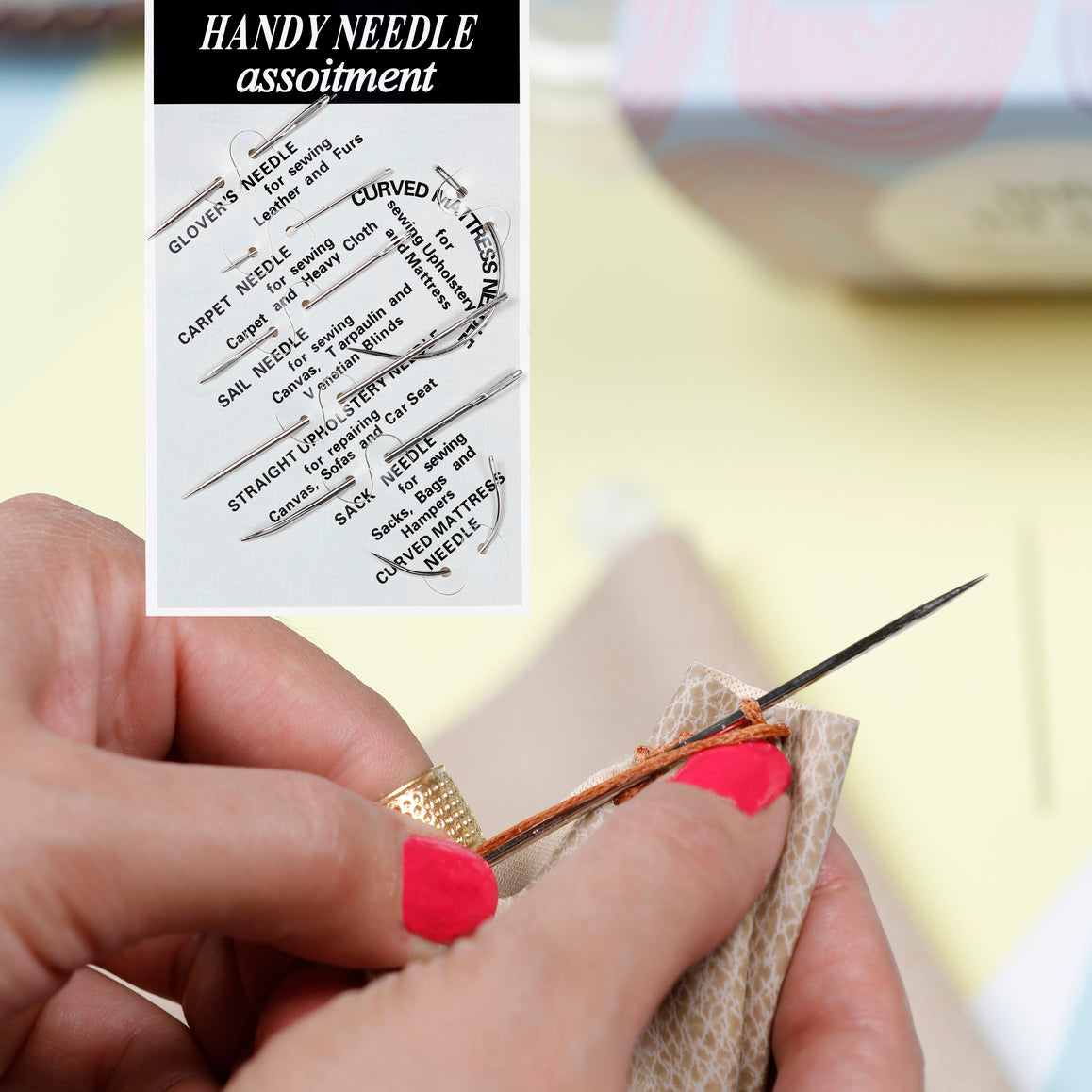 Image of Leather Sewing in Progress Close-up | Caption-Leather Sewing in Progress Close-up