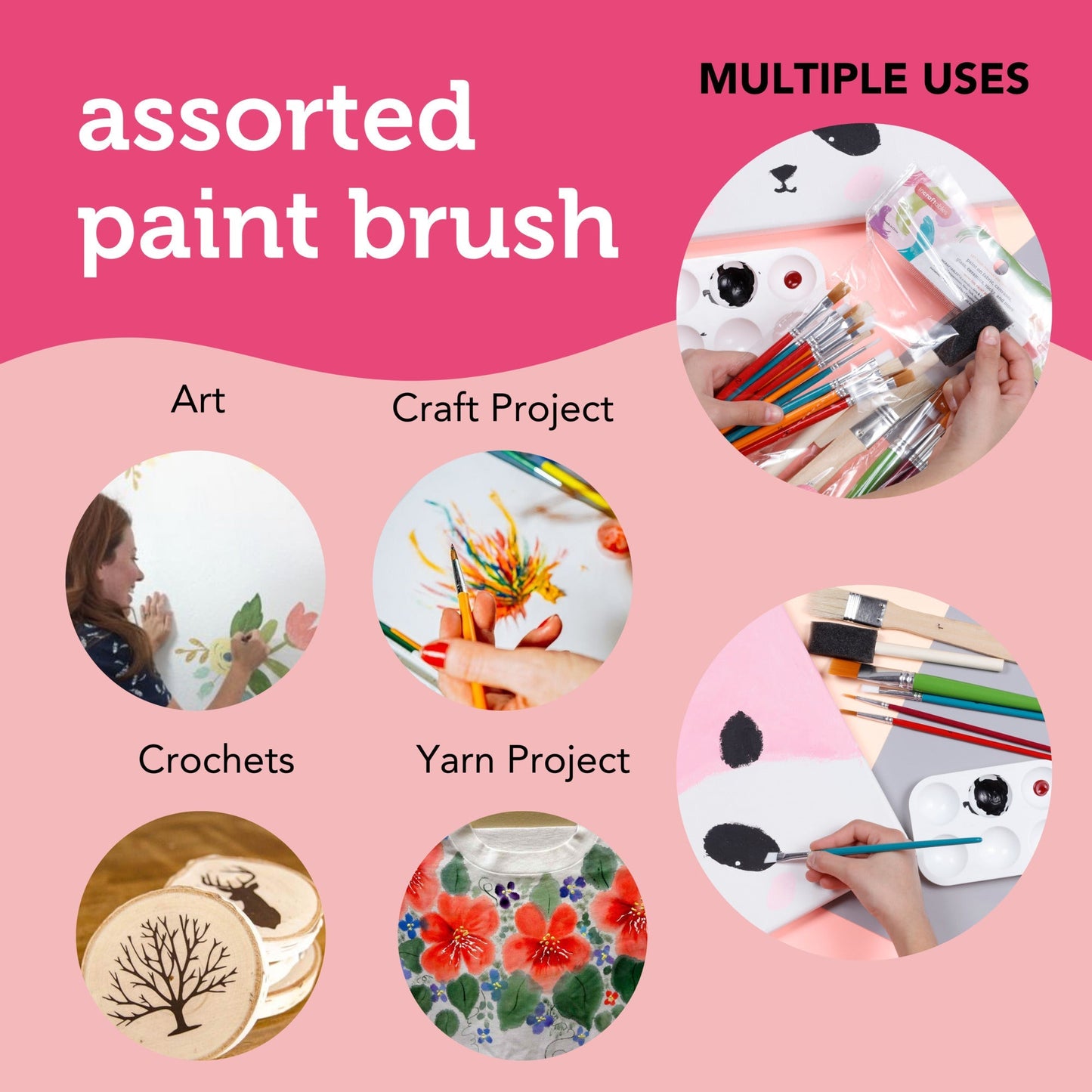 Image of Multiple Uses for Bulk Assorted Paint Brush Set | Caption-Multiple Uses for Bulk Assorted Paint Brush Set