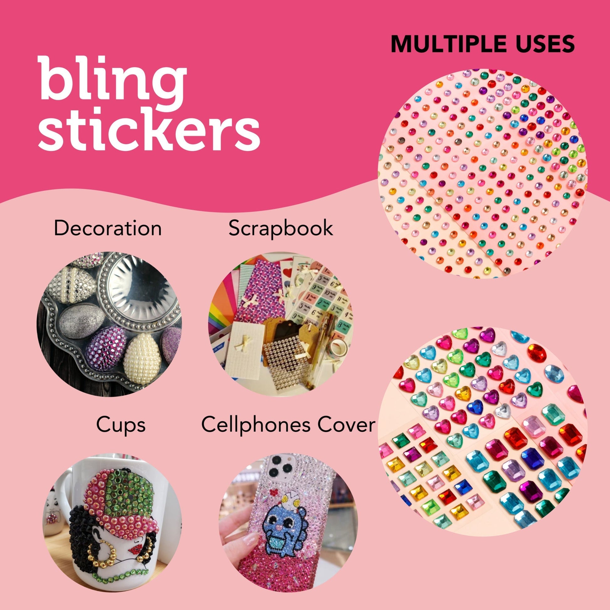 Image of Multiple Uses for Bulk Bling Rhinestone Stickers