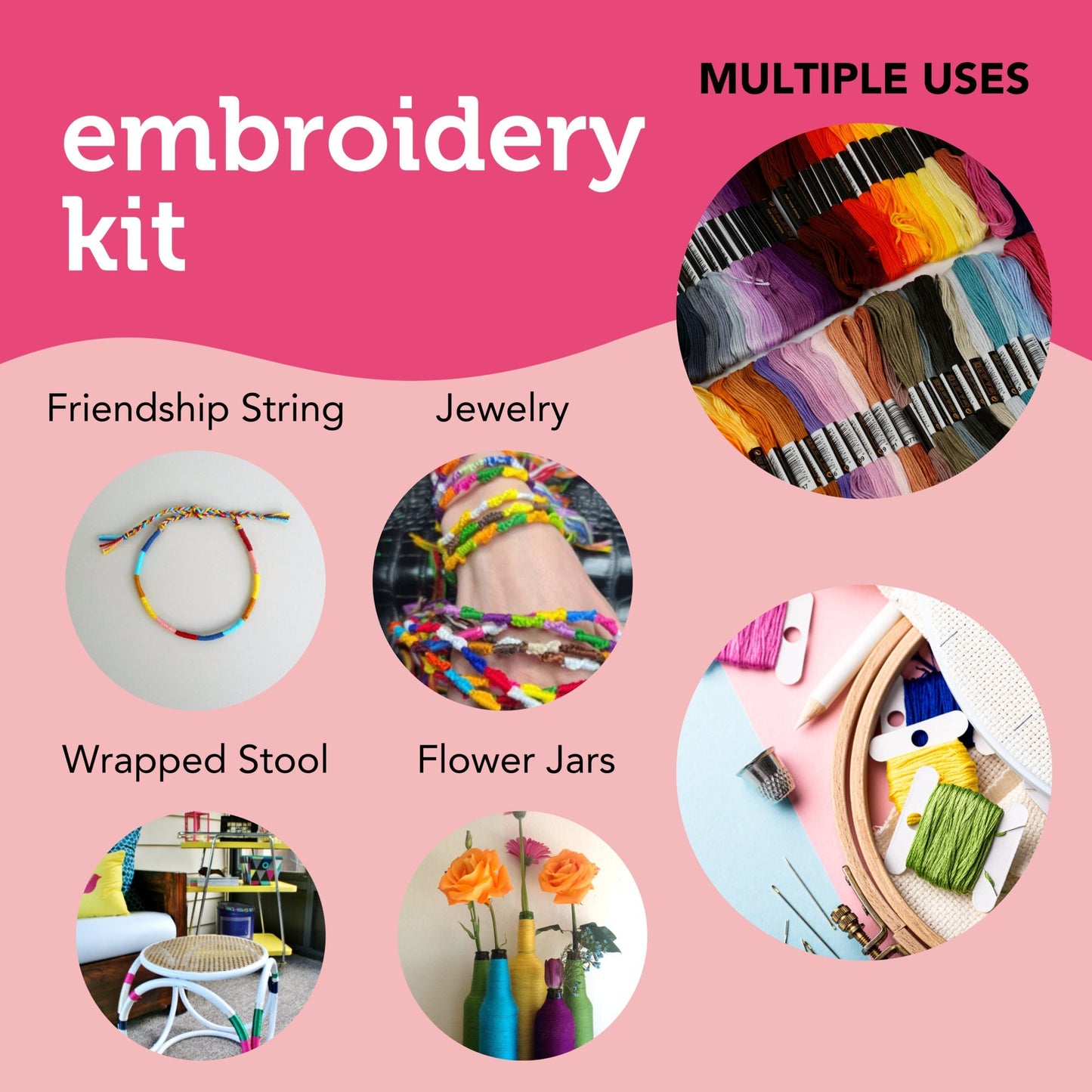 Image of Multiple Uses for Bulk Embroidery Kit | Caption-Multiple Uses for Bulk Embroidery Kit