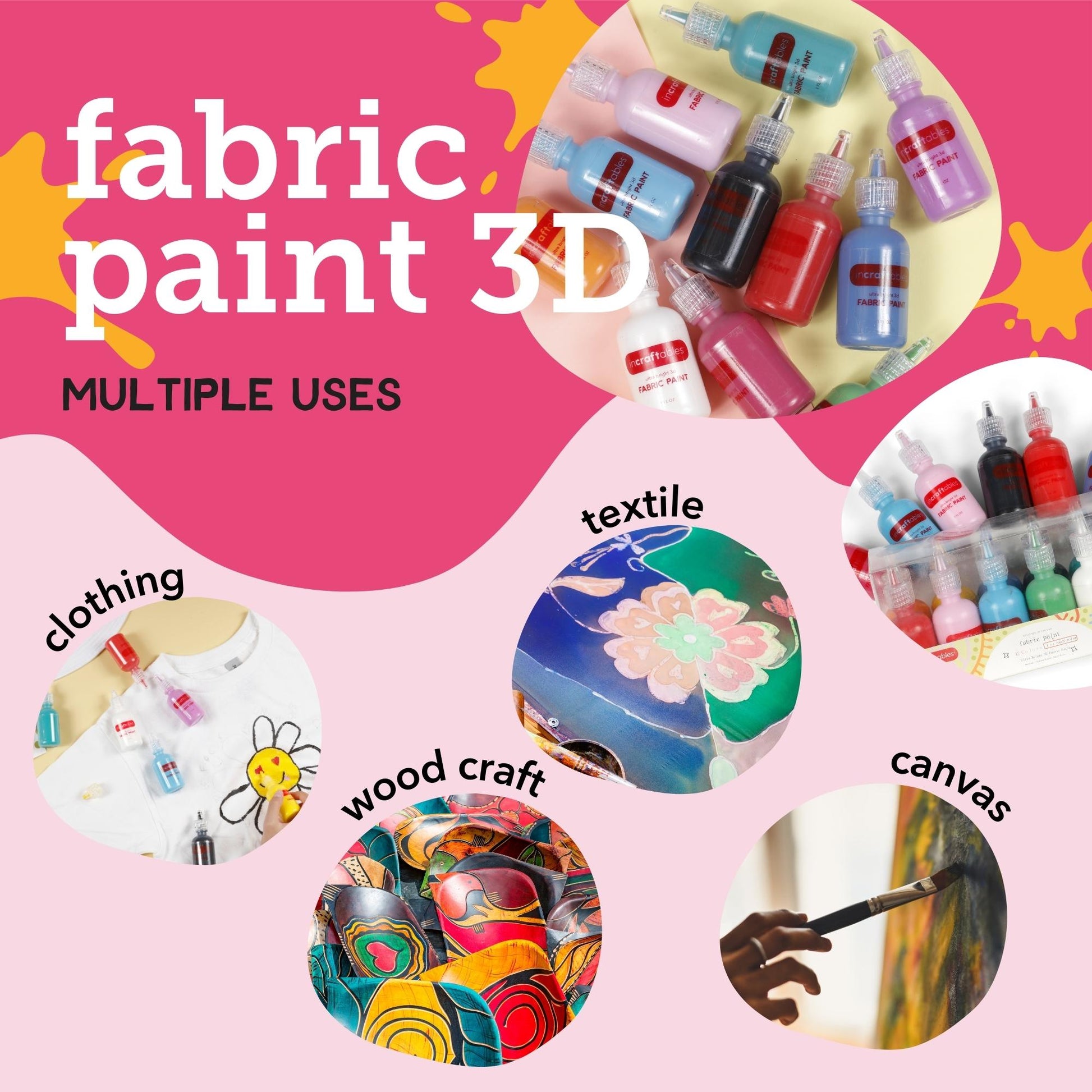 Image of Multiple Uses for Bulk Fabric Paint Set | Caption-Multiple Uses for Bulk Fabric Paint Set