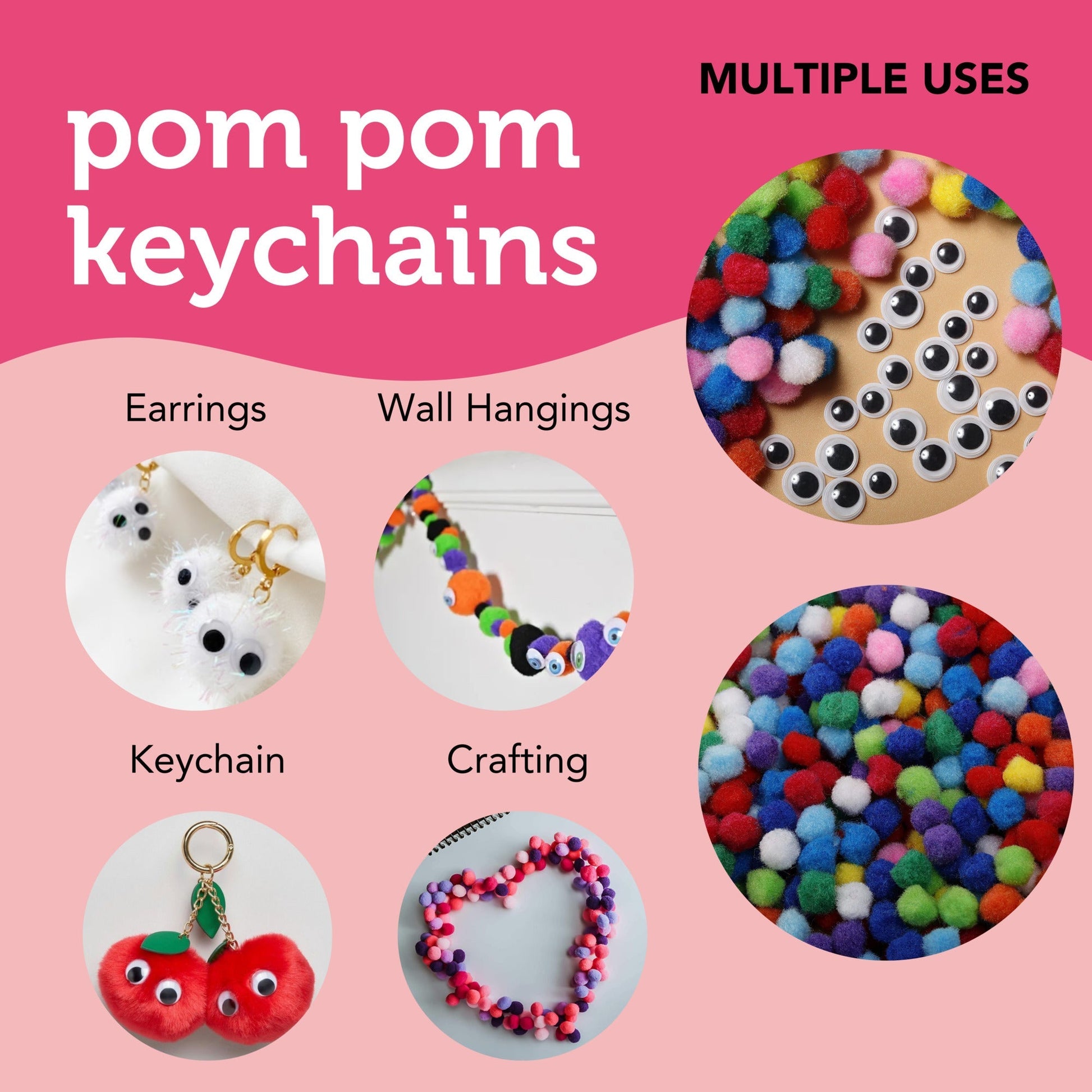 Image of Multiple Uses for Bulk Pom Poms 1500pcs