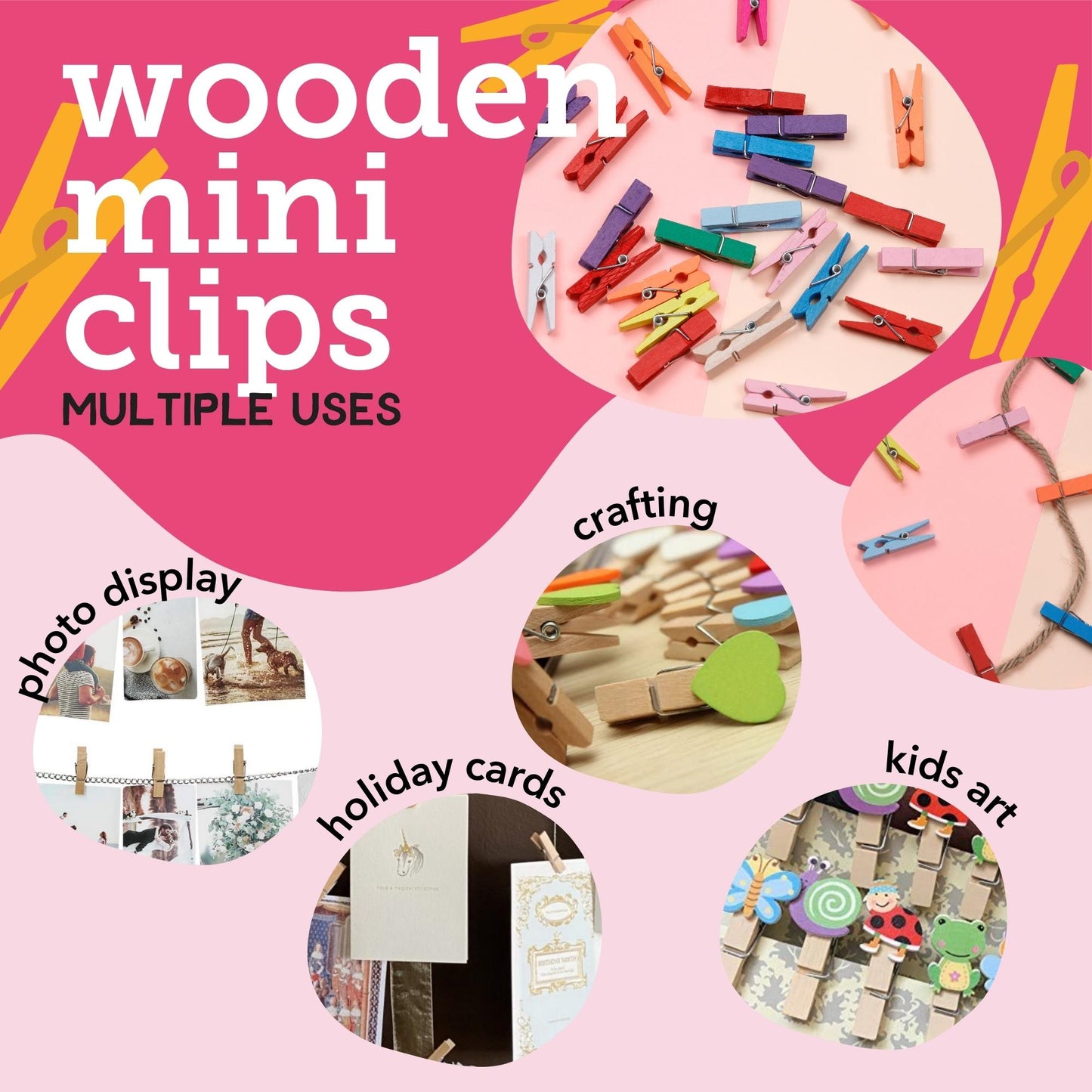 Image of Multiple Uses for Bulk Wooden Mini Clips | Caption-Multiple Uses for Bulk Wooden Mini Clips
