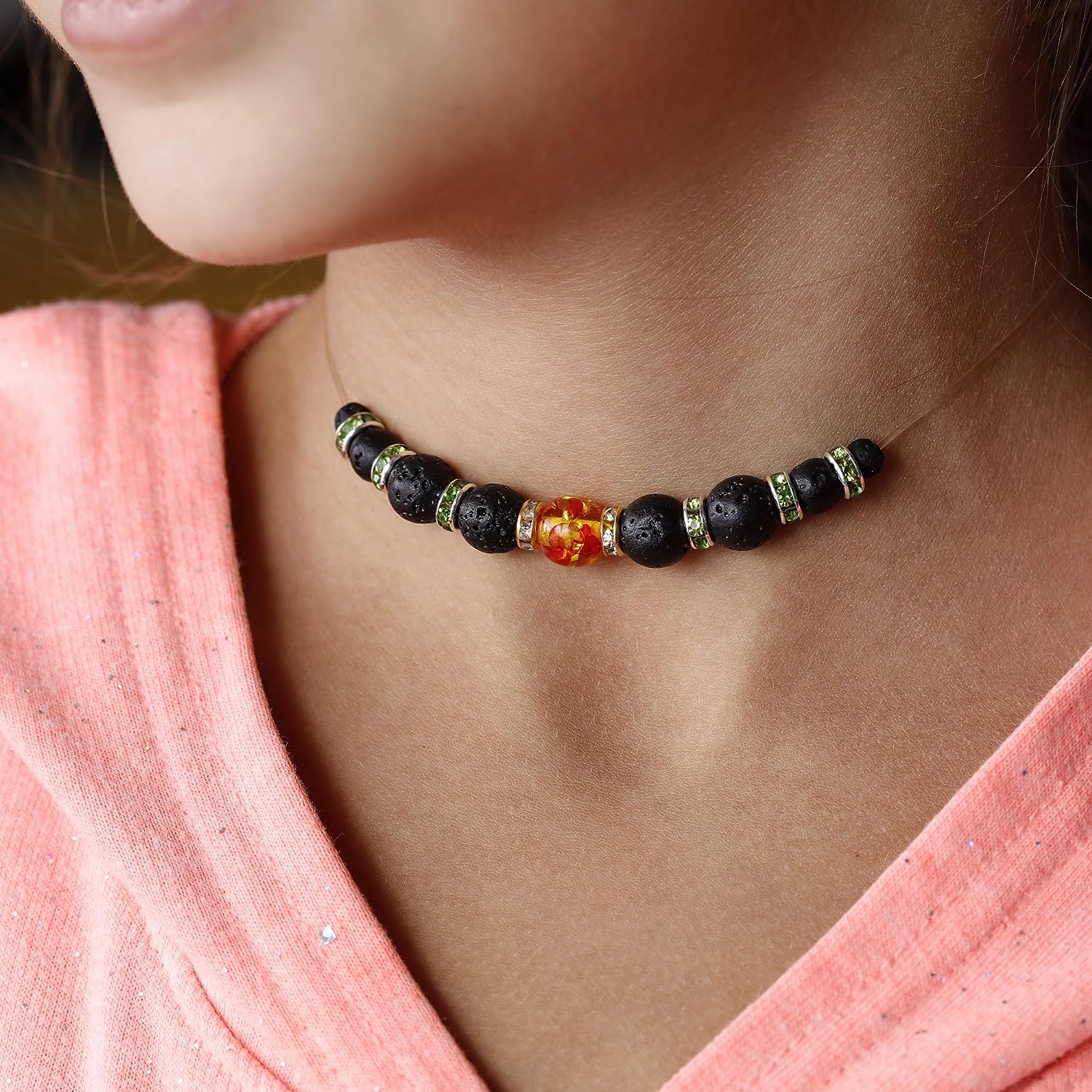 Image of Necklace Made with Bulk Lava Beads