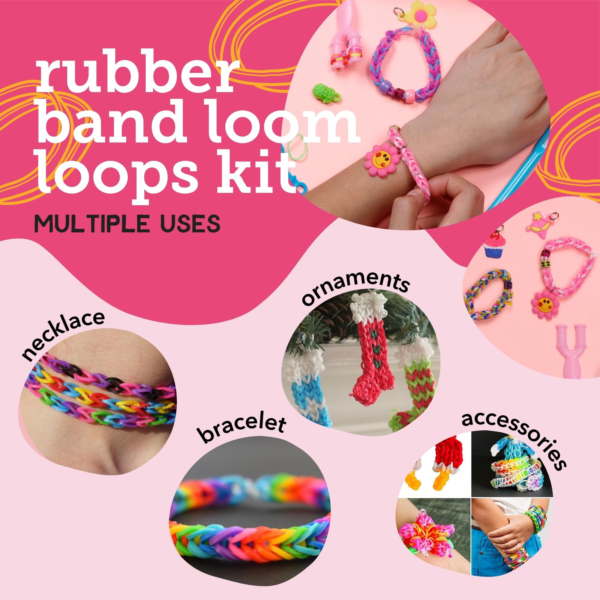 Incraftables Rubber Band Bracelet Making Kit. Rainbow Rubberband Set Y-Loom, Zipper Hook, S-Clips, Beads, Charms, Tassels & Croc