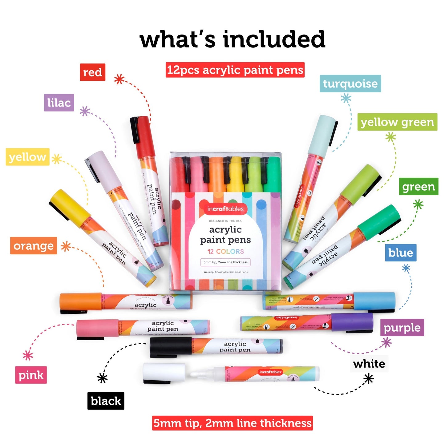 Image of What's Included in the Bulk Acrylic Paint Pen Set | Caption-What's Included in the Bulk Acrylic Paint Pen Set