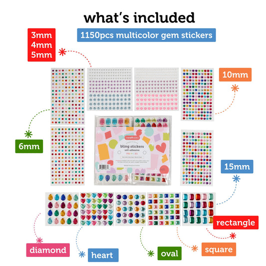 Image of Bulk Bling Rhinestone Stickers 1150pcs Set Overview 
