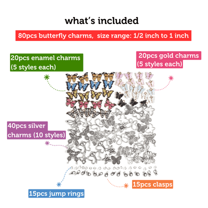 Image of What's Included in the Bulk Butterfly Charms Set 