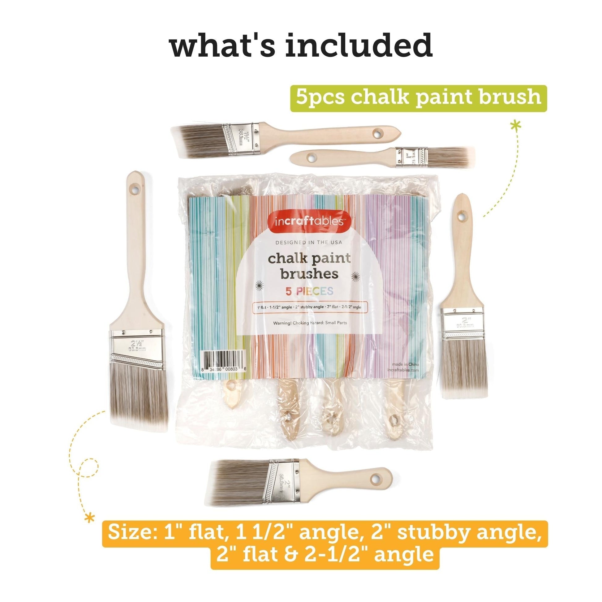Image of What's Included in the Bulk Chalk Paint Brush Set | Caption-What's Included in the Bulk Chalk Paint Brush Set