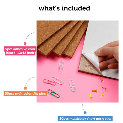 Image of What's Included in the Bulk Cork Board Tiles Set 