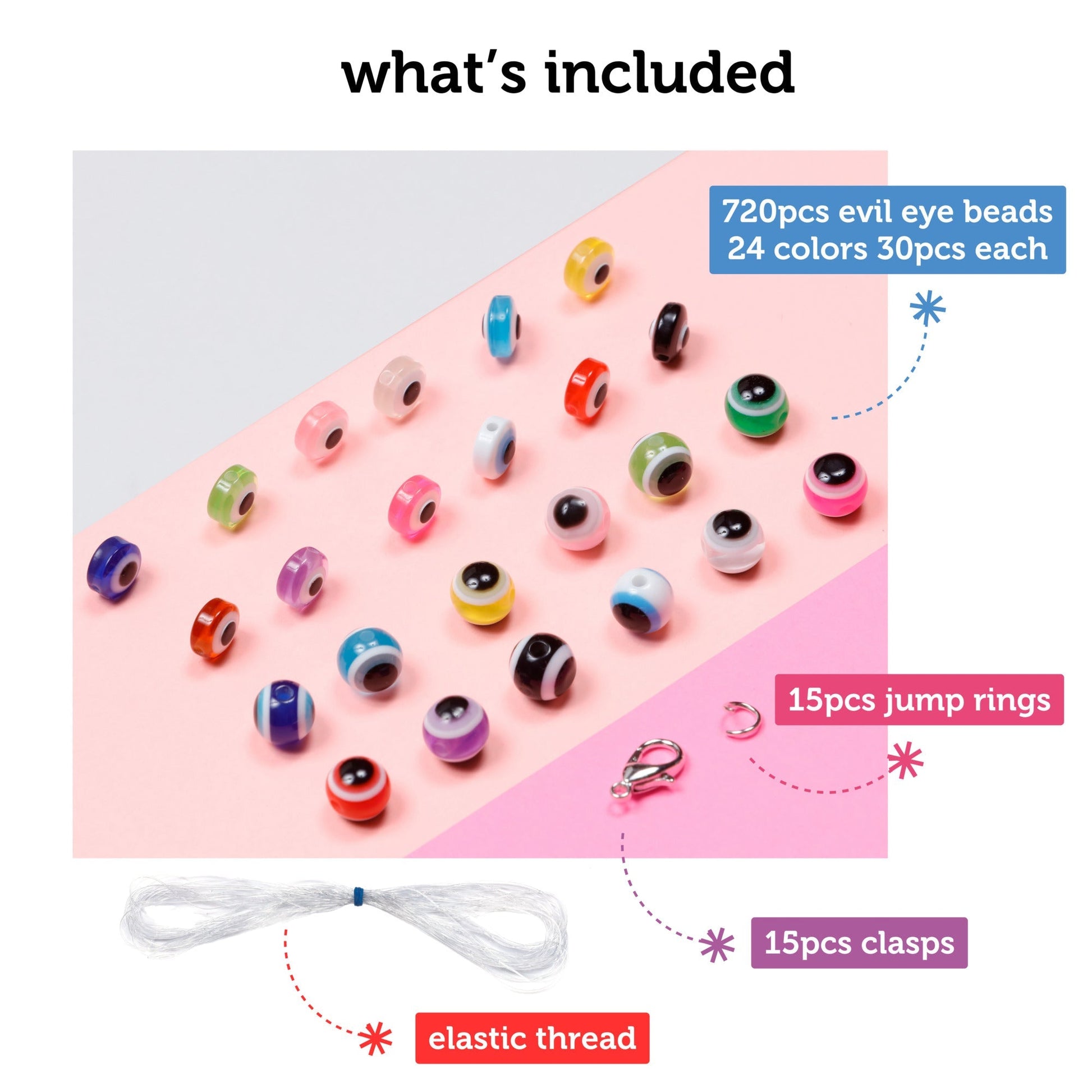 Image of What's Included in the Bulk Evil Eye Beads Set