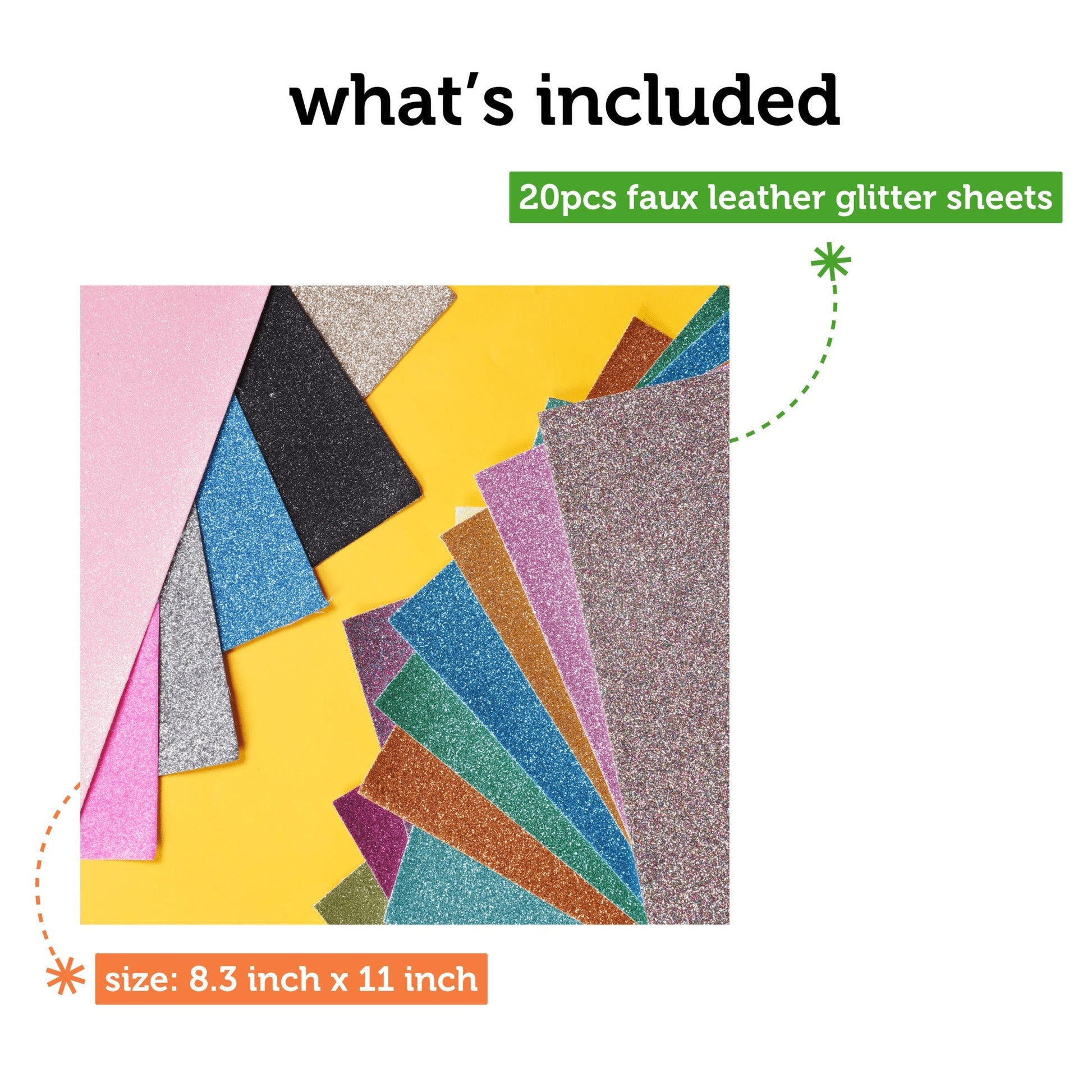 Image of What's Included in the Bulk Faux Leather Sheets Set | Caption-What's Included in the Bulk Faux Leather Sheets Set