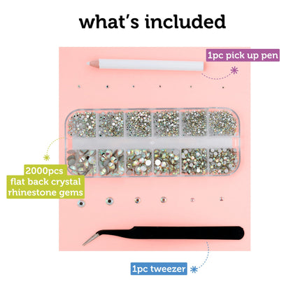 Image of What's Included in the Bulk Flat Back Gems 2000pcs Set 