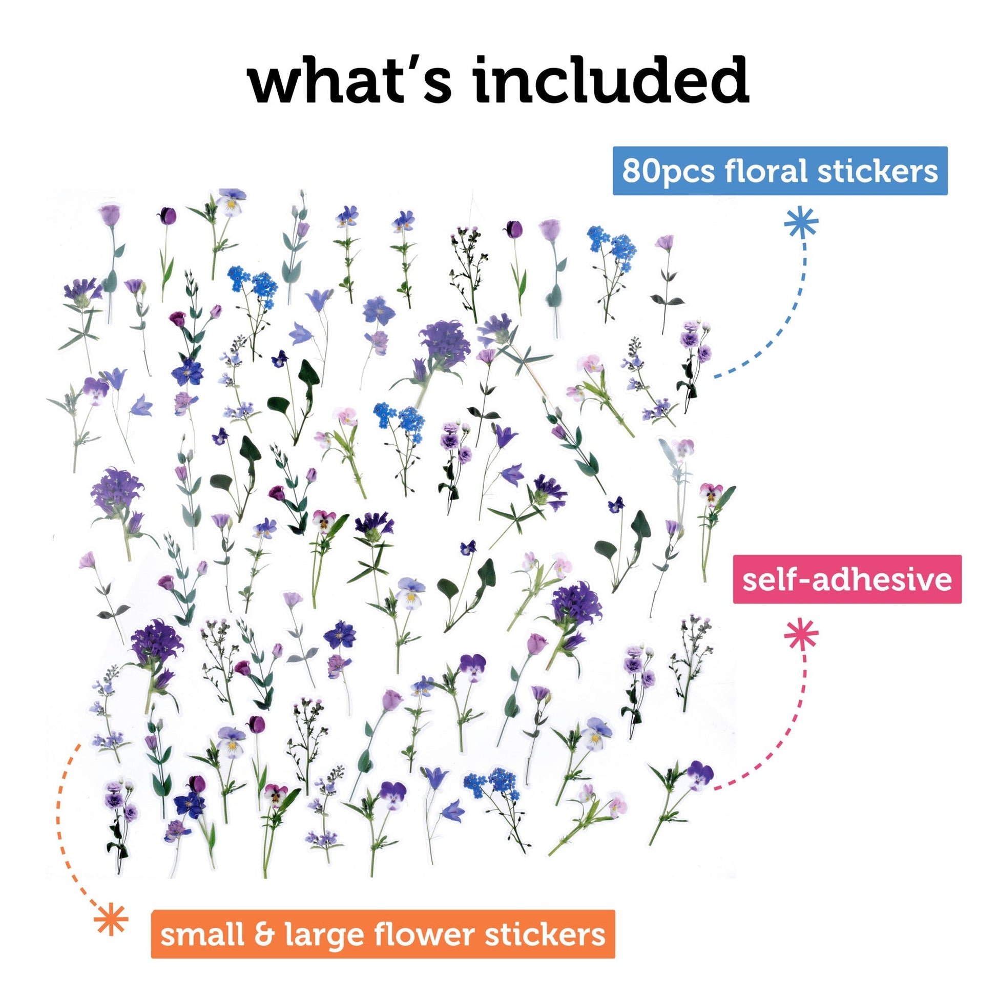 Image of What's Included in the Bulk Flower Stickers Set