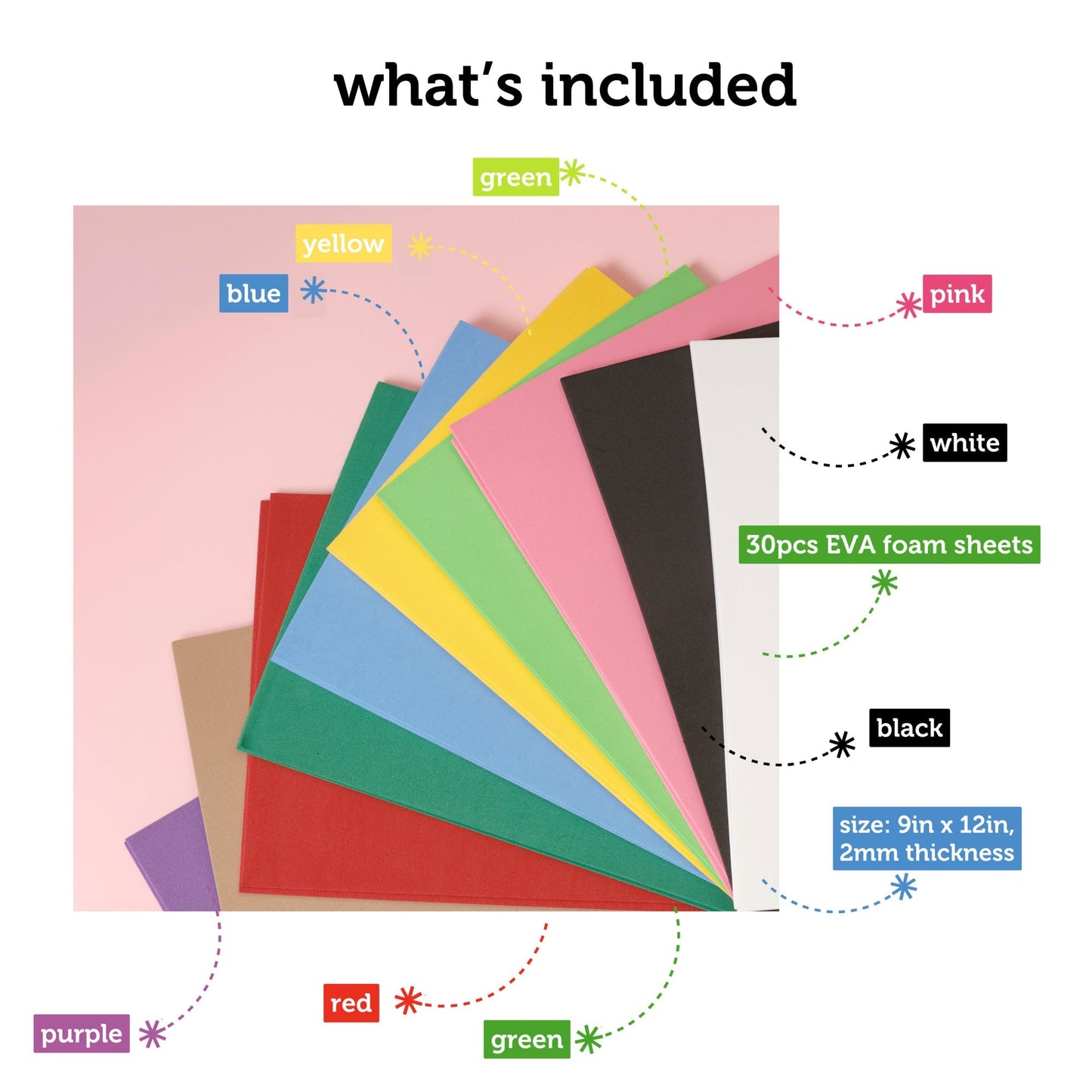 Image of What's Included in the Bulk Foam Sheets Set | Caption-What's Included in the Bulk Foam Sheets Set