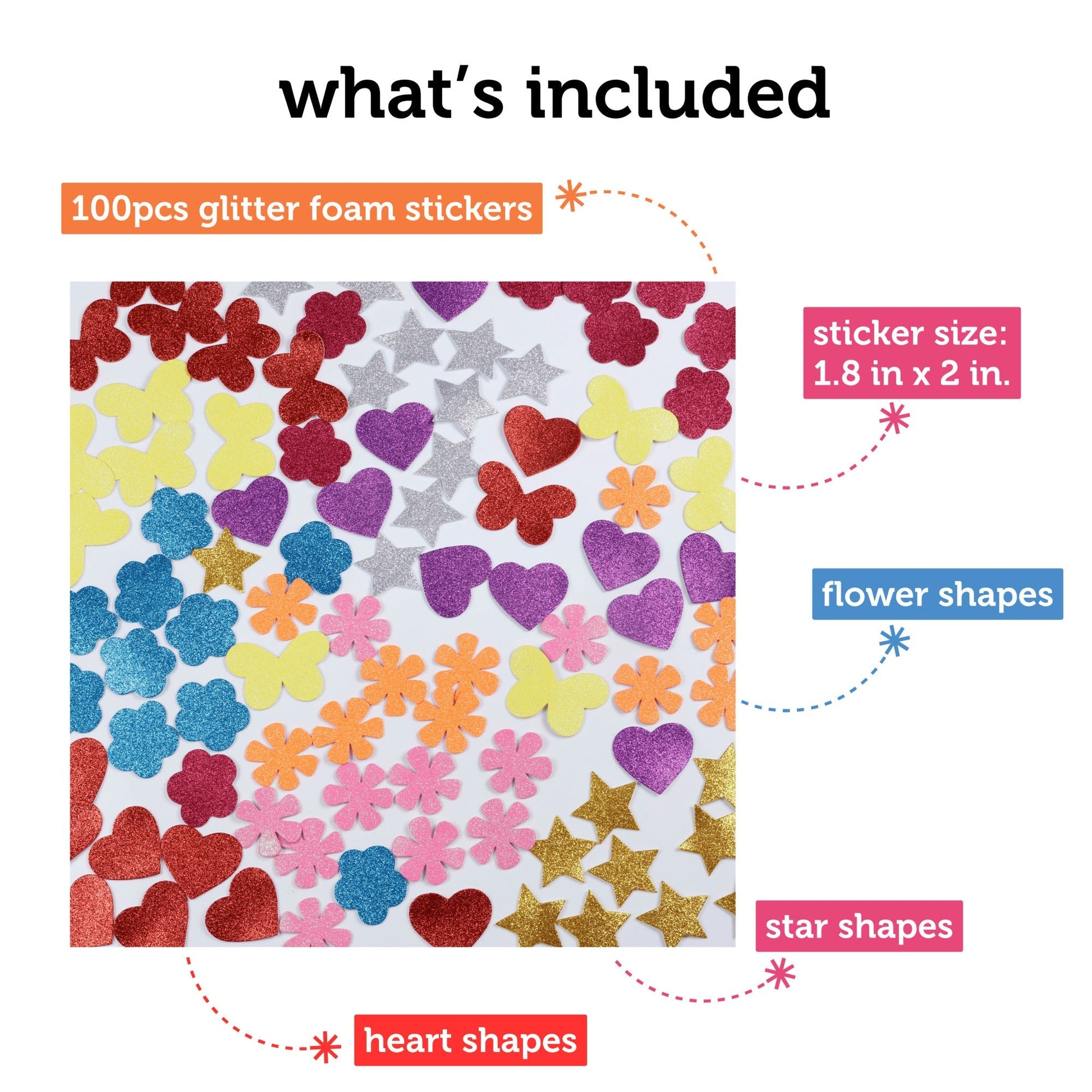 Image of What's Included in the Bulk Glitter Foam Stickers Set