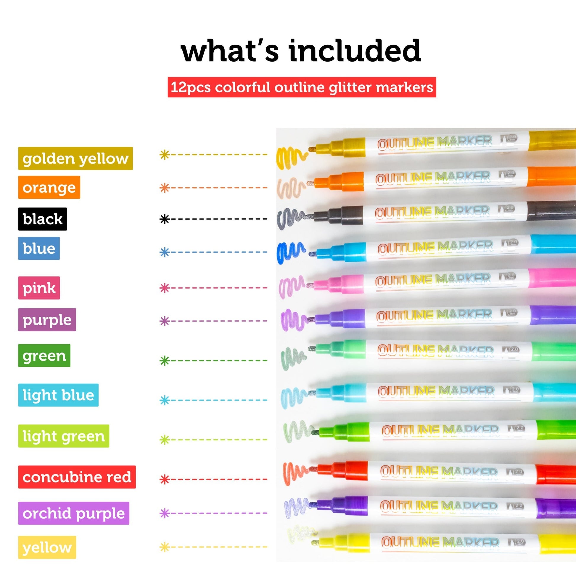 Image of What's Included in the Bulk Glitter Markers Set