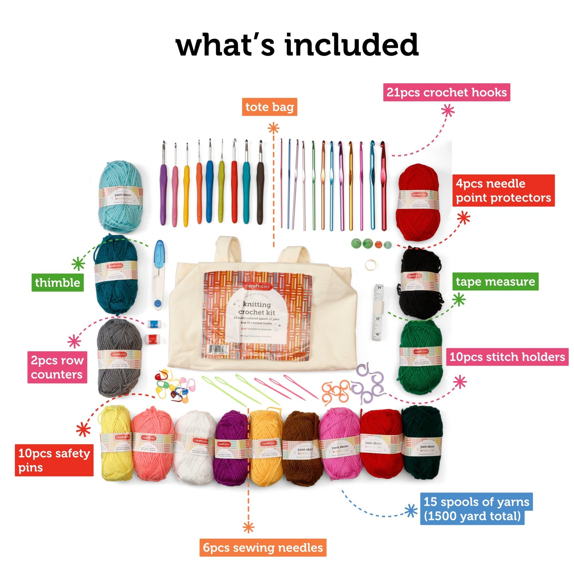Image of What's Included in the Bulk Knitting Crochet Set | Caption-What's Included in the Bulk Knitting Crochet Set