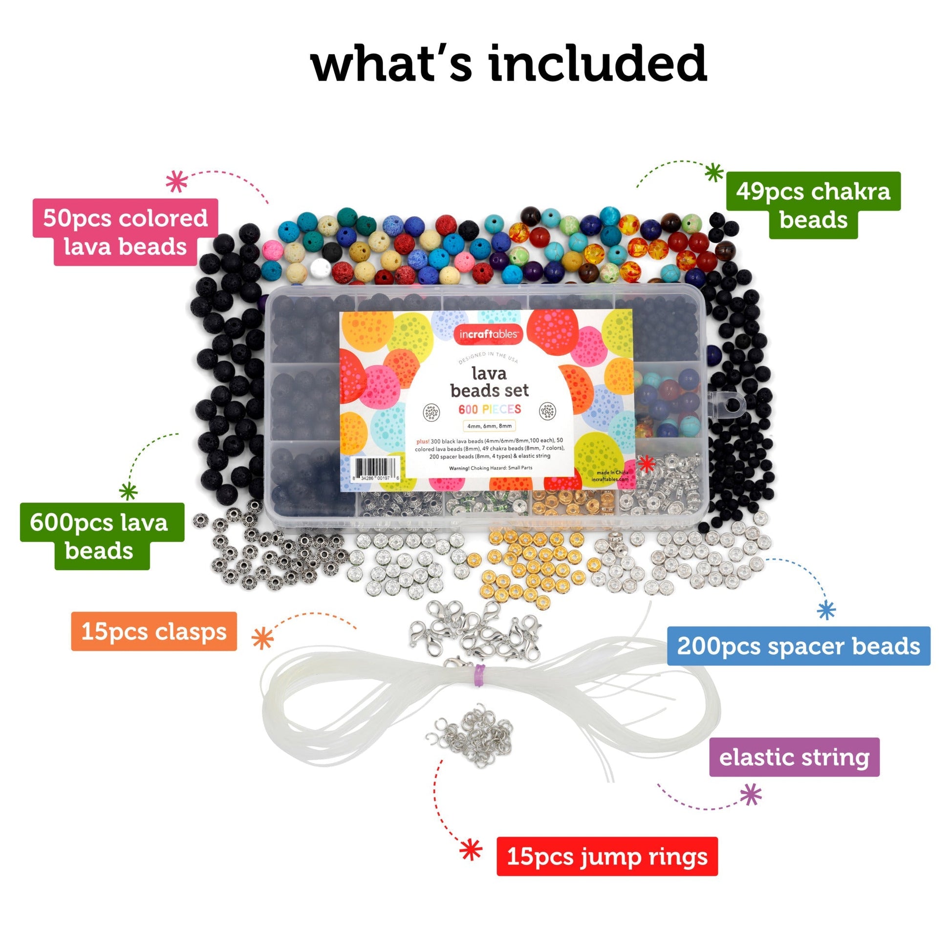 Image of What's Included in the Bulk Lava Beads Set