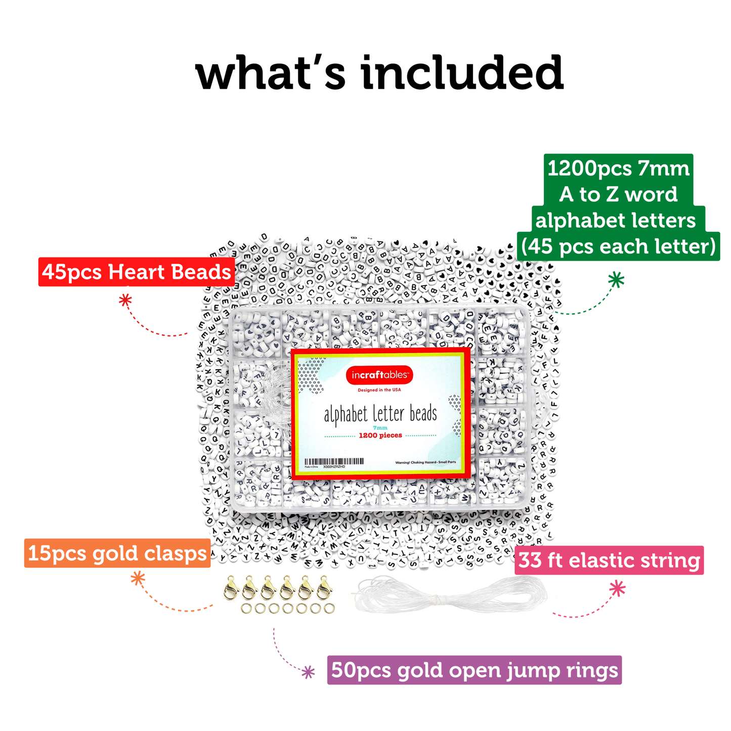 Image of What's Included in the Bulk Letter Beads Kit | Caption-What's Included in the Bulk Letter Beads Kit