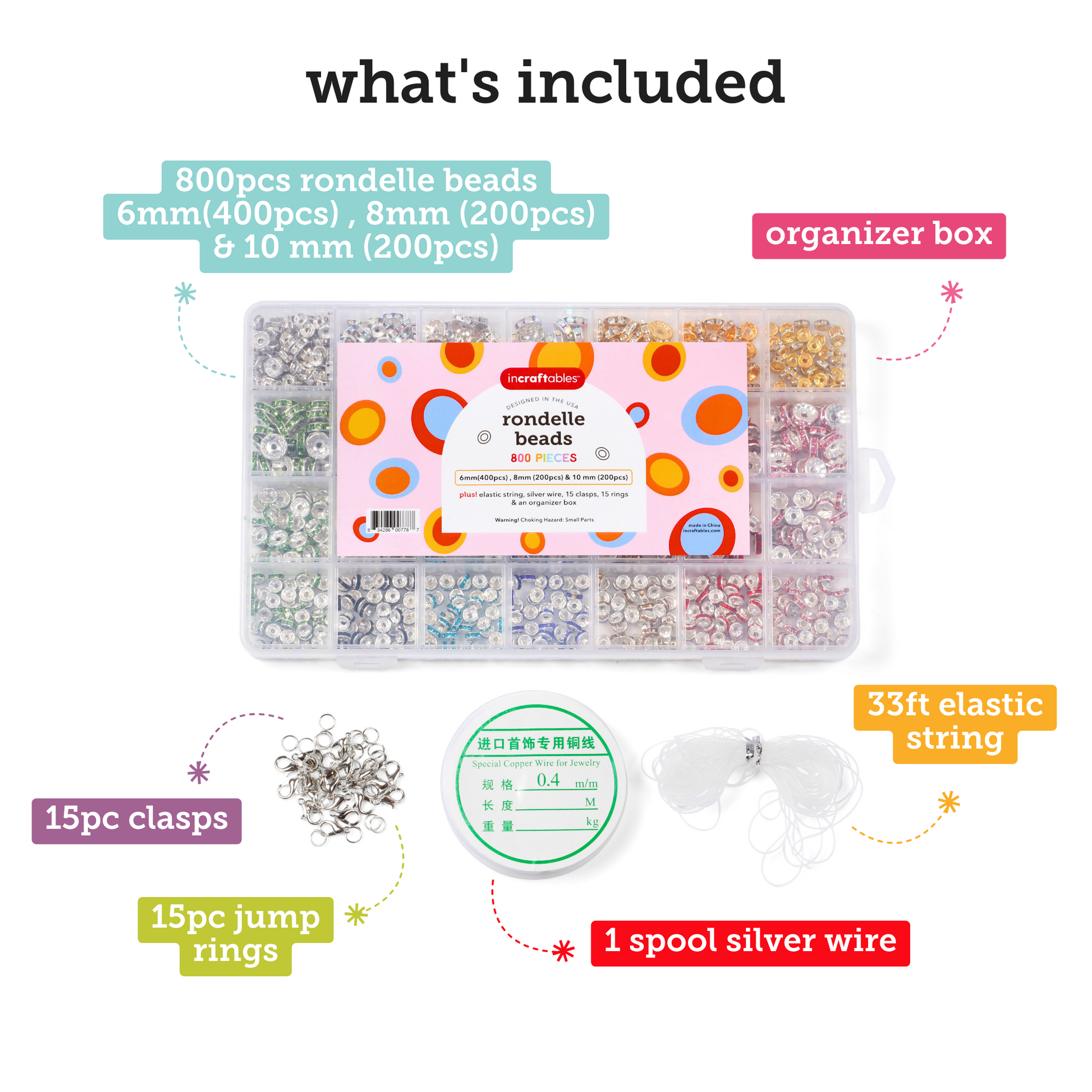 Image of What's Included in the Bulk Rondelle Spacer Beads Set