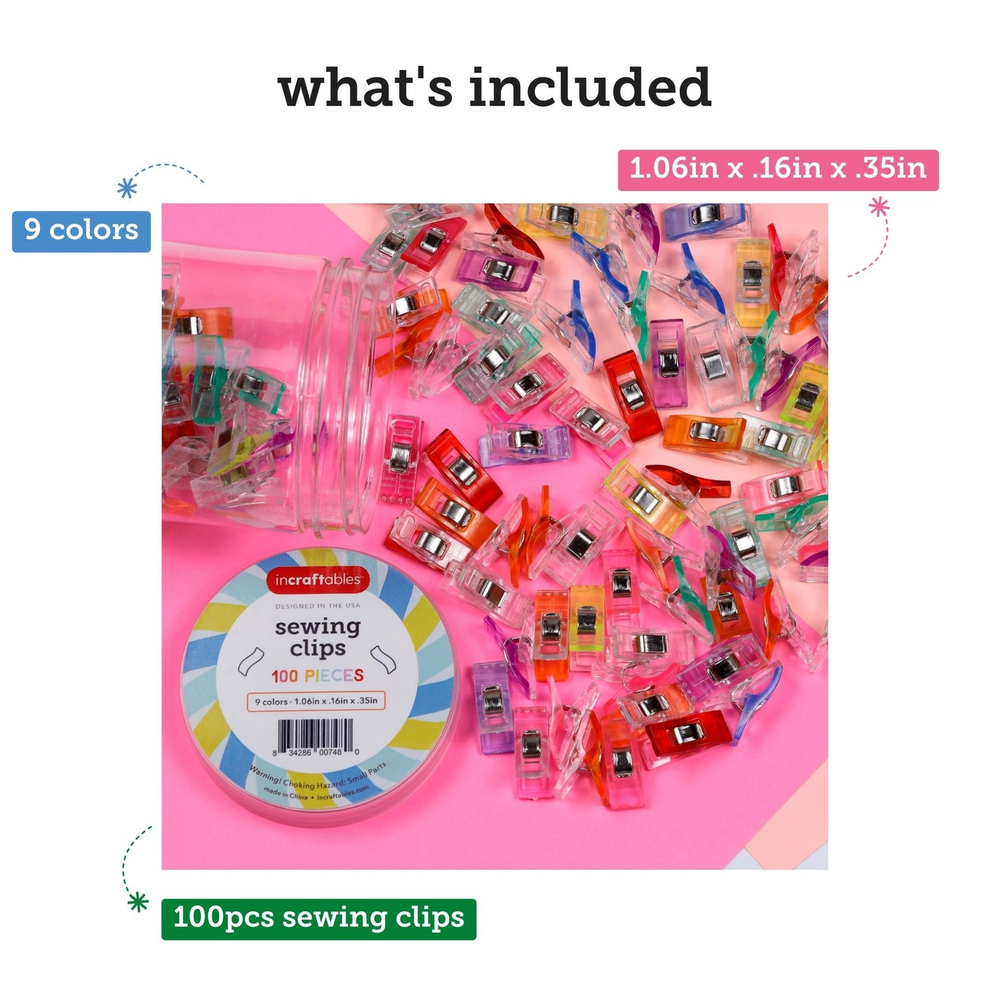 Image of What's Included in the Bulk Sewing Clips Set | Caption-What's Included in the Bulk Sewing Clips Set