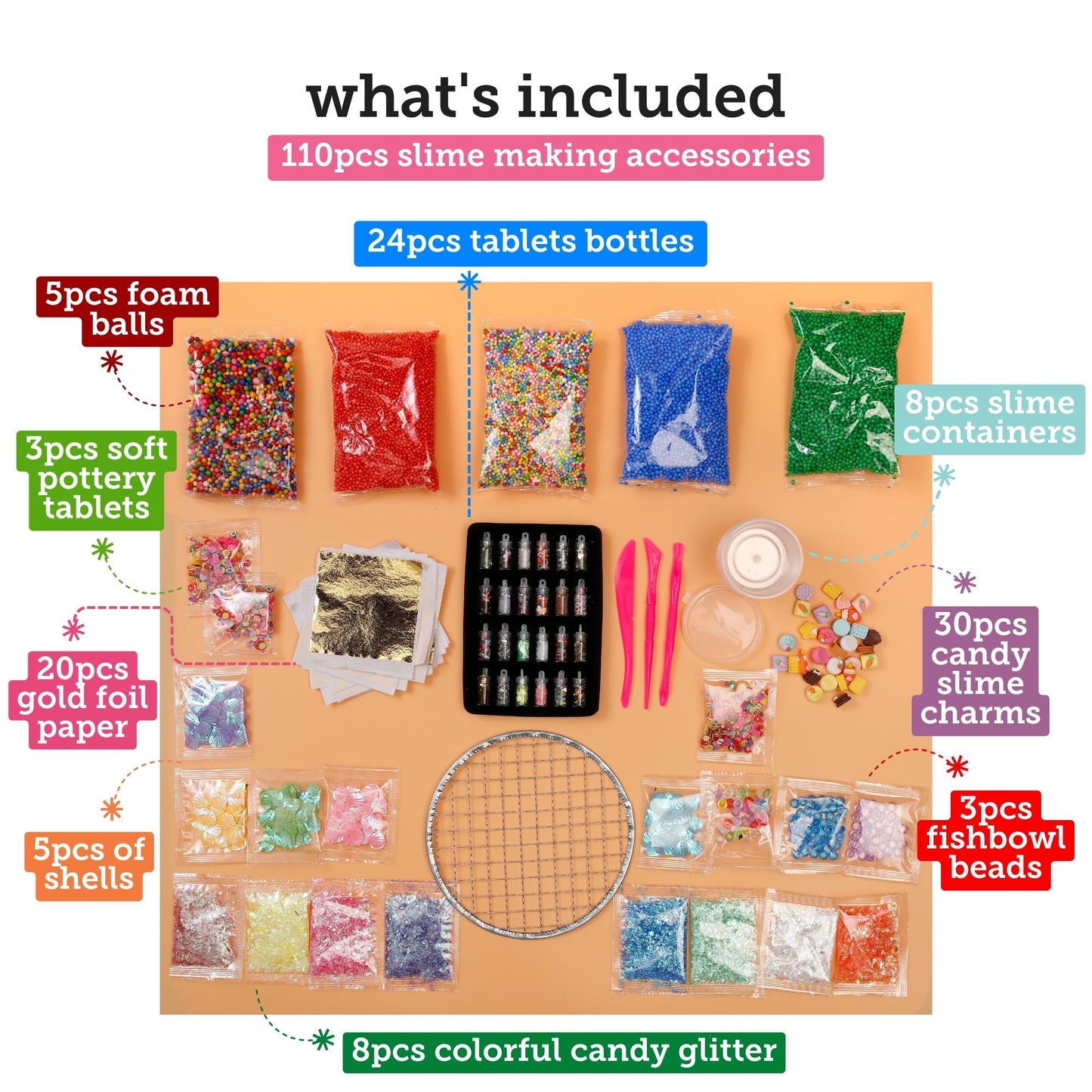 Image of What's Included in the Bulk Slime Making Set | Caption-What's Included in the Bulk Slime Making Set