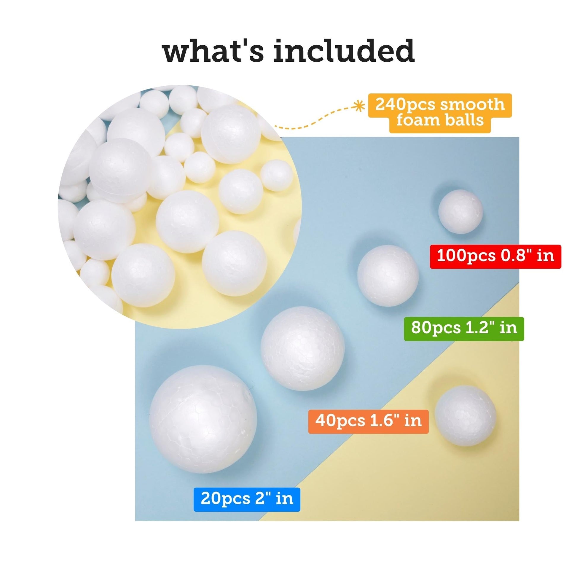 Image of What's Included in the Bulk Smooth Foam Balls Set | Caption-What's Included in the Bulk Smooth Foam Balls Set