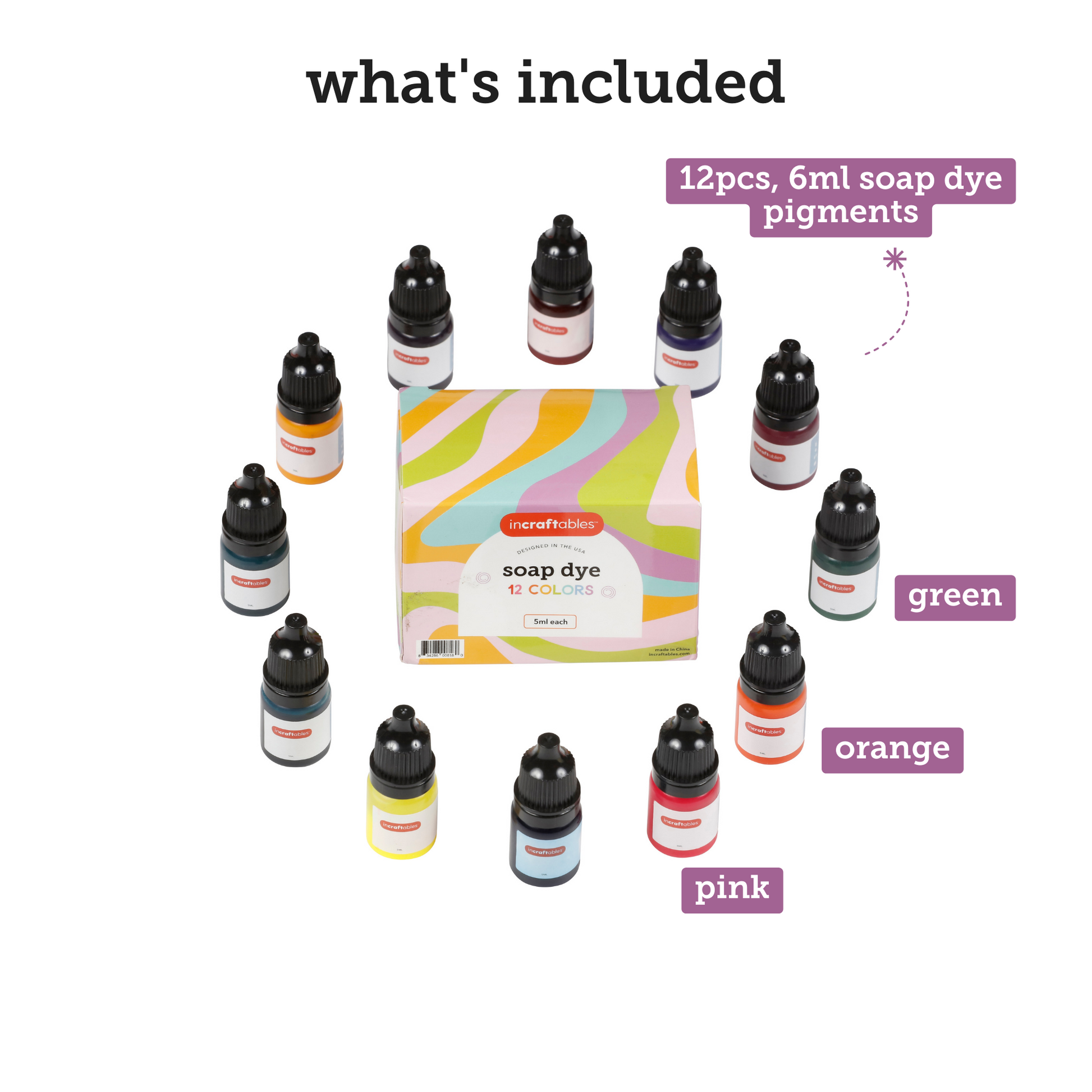 Image of What's Included in the Bulk Soap Dye Set