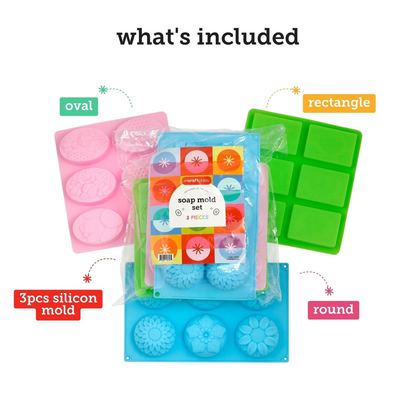 Image of What's Included in the Bulk Soap Molds Set | Caption-What's Included in the Bulk Soap Molds Set