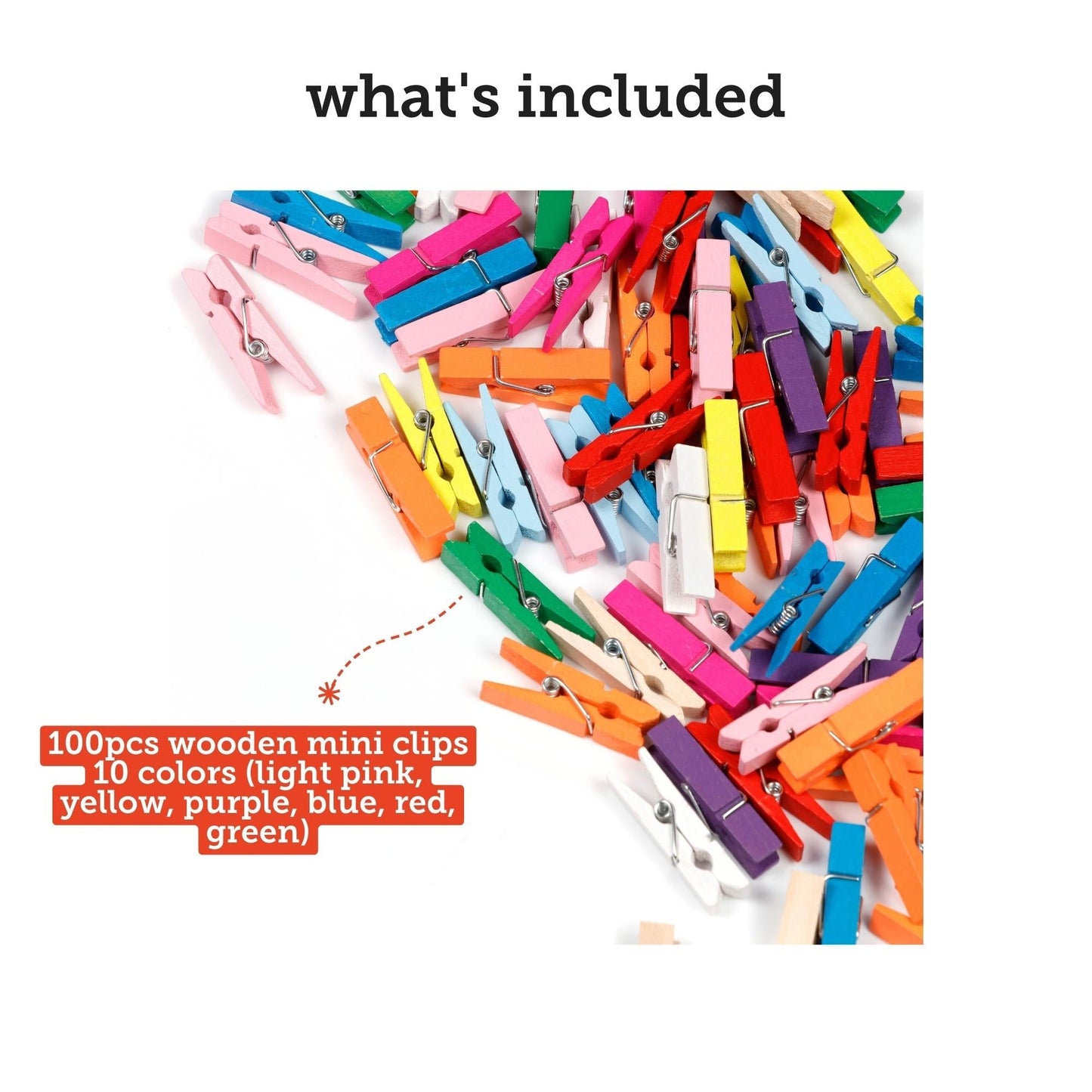Image of What's Included in the Bulk Wooden Mini Clips Set | Caption-What's Included in the Bulk Wooden Mini Clips Set
