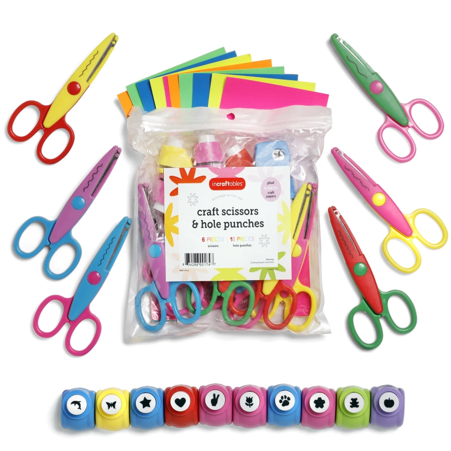 Pattern Craft Scissors with Hole Punches & Craft Papers – Incraftables